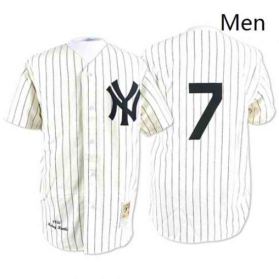 Mens Mitchell and Ness New York Yankees 7 Mickey Mantle Authentic White Throwback MLB Jersey